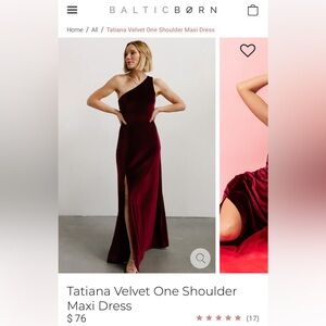 Baltic Born- Tatiana Velvet One Shoulder Maxi Dress Merlot